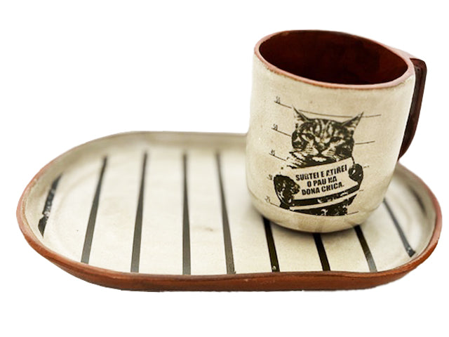 Prato e Caneca Miau na Cadeia