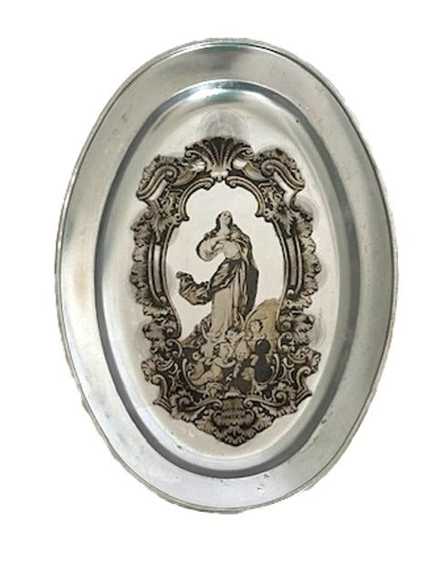 Quadro em Metal Oval Estampado