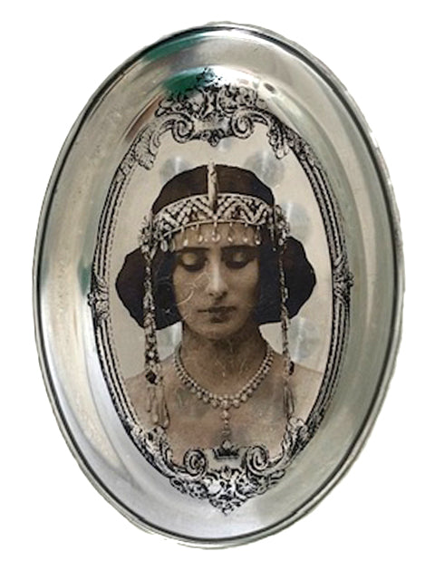 Quadro em Metal Oval Estampado