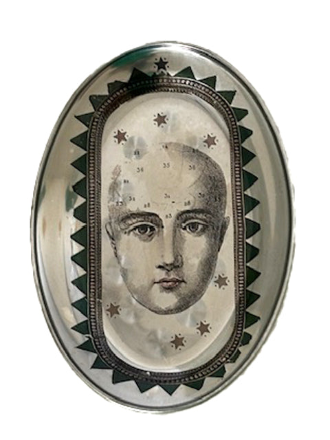 Quadro em Metal Oval Estampado