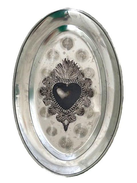 Quadro em Metal Oval Estampado