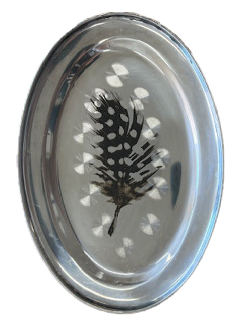 Quadro em Metal Oval Estampado