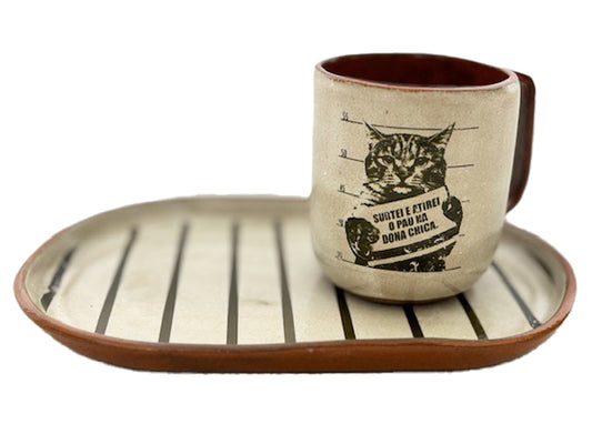 Prato e Caneca Miau na Cadeia